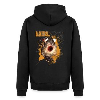 Basketball Basketballer Dunking Sport Fan Verein - Unisex Premium Bio Zip Hoodie - Schwarz - Hinten - Nico (187cm)