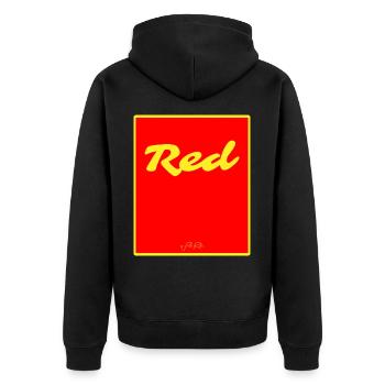Red - Unisex Premium Organic Zip Hoodie - black - Back - Nico (187cm)