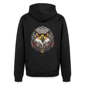 Ich sehe dich, ein Falke Vogel - Unisex Premium Bio Zip Hoodie - Schwarz - Hinten - Nico (187cm)