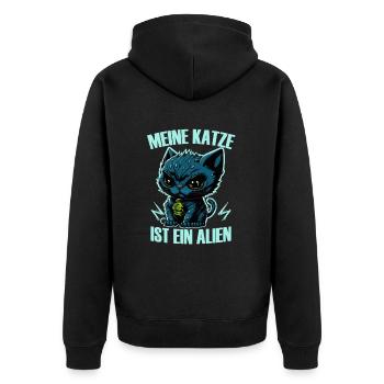 Mon chat est un extraterrestre, humour, fun, fun, cool, - Veste à capuche bio Premium Unisexe - noir - Dos - Nico (187cm)