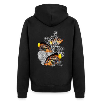 Fische Korallen Meer Ozean Tropische Fische - Unisex Premium Bio Zip Hoodie - Schwarz - Hinten - Nico (187cm)