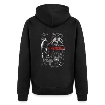 Fechten Begriffe Training Geschenk - Unisex Premium Bio Zip Hoodie - Schwarz - Hinten - Nico (187cm)