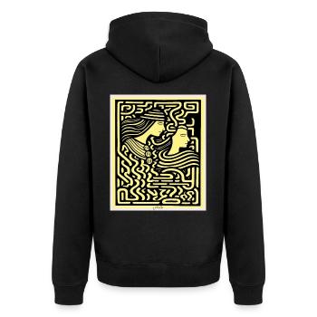 Deux amants dans un labyrinthe - Veste à capuche bio Premium Unisexe - noir - Dos - Nico (187cm)