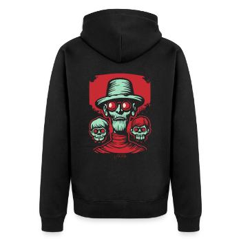 Horror Strippen Zieher: Der Zombie-Meister - Unisex Premium Bio Zip Hoodie - Schwarz - Hinten - Nico (187cm)