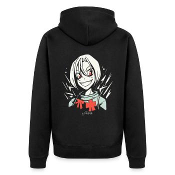 Fille manga anime souriante - Veste à capuche bio Premium Unisexe - noir - Dos - Nico (187cm)