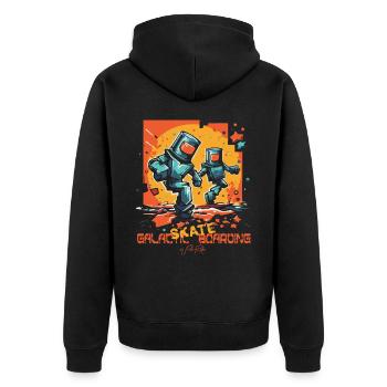 Galaktisches Skateboarder Skateboarden, Skateboard - Unisex Premium Bio Zip Hoodie - Schwarz - Hinten - Nico (187cm)