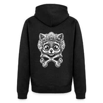 Mysterious: Women's Hamster & Skull Shirt - Unisex Premium Organic Zip Hoodie - black - Back - Nico (187cm)