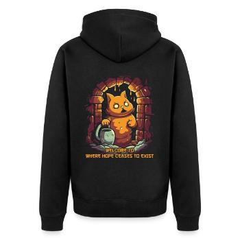 No Hope: Dungeon Philosophy Bunny Rabbit - Unisex Premium Organic Zip Hoodie - black - Back - Nico (187cm)