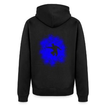 Pétanque Profi - Perfekter Wurf mit der Boulekugel - Unisex Premium Bio Zip Hoodie - Schwarz - Hinten - Nico (187cm)