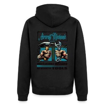 Aircraft mechanic profession saying worker - Unisex Premium Organic Zip Hoodie - black - Back - Nico (187cm)