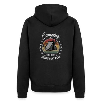 Best Retirement Plan Camping Rente - Unisex Premium Bio Zip Hoodie - Schwarz - Hinten - Nico (187cm)