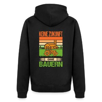 Keine Zukunft Ohne Bauern Landwirt Demo Bauerndemo - Unisex Premium Bio Zip Hoodie - Schwarz - Hinten - Nico (187cm)