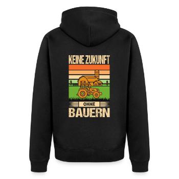 Landwirt Demo Bauerndemo Keine Zukunft Ohne Bauern - Unisex Premium Bio Zip Hoodie - Schwarz - Hinten - Nico (187cm)