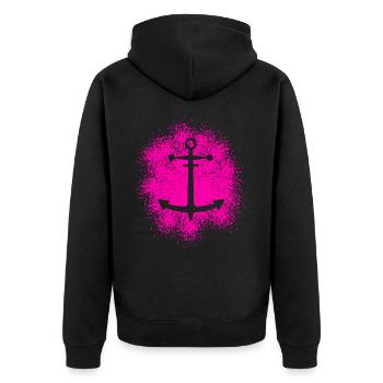 Anker – Symbol für Freiheit und Meer - Unisex Premium Bio Zip Hoodie - Schwarz - Hinten - Nico (187cm)