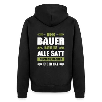 Der Bauer Macht Uns Alle Satt Landwirt Bauerndemo - Unisex Premium Bio Zip Hoodie - Schwarz - Hinten - Nico (187cm)