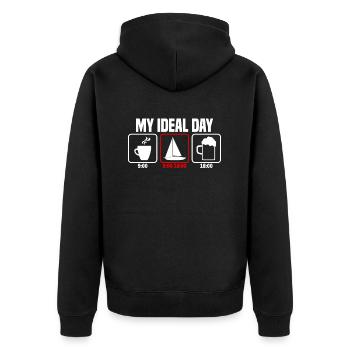 My Perfect Day Sailing Sailor - Unisex Premium Organic Zip Hoodie - black - Back - Nico (187cm)