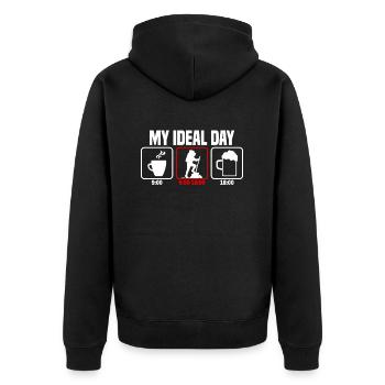 Mein perfekter Tag Wandern Wanderer - Unisex Premium Bio Zip Hoodie - Schwarz - Hinten - Nico (187cm)