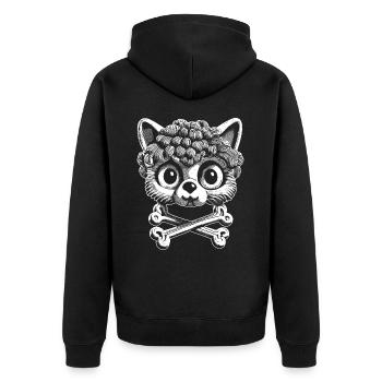 Tattoo-Ästhetik: Totenkopf Katzen T-Shirt - Unisex Premium Bio Zip Hoodie - Schwarz - Hinten - Nico (187cm)