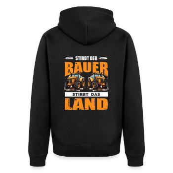 Landwirt Demo Stirbt Der Bauer Stirbt Das Land - Unisex Premium Bio Zip Hoodie - Schwarz - Hinten - Nico (187cm)