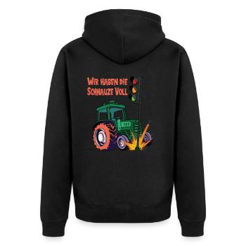 The traffic lights have to go! We're fed - Unisex Premium Organic Zip Hoodie - black - Back - Nico (187cm)