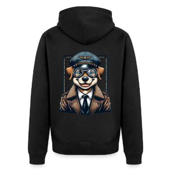 Cute Dog Pilot - Unisex Premium Organic Zip Hoodie - black - Back - Nico (187cm)