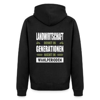 Bauernproteste 2024 Bauerndemo Landwirt Demo - Unisex Premium Bio Zip Hoodie - Schwarz - Hinten - Nico (187cm)
