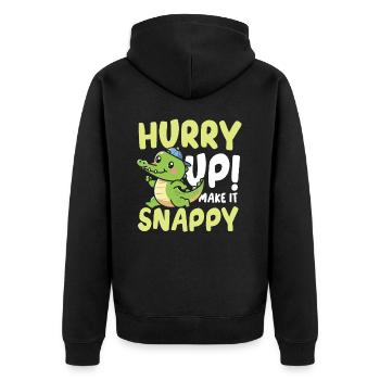 Make It Snappy Krokodil Alligator für Krokodil - Unisex Premium Bio Zip Hoodie - Schwarz - Hinten - Nico (187cm)