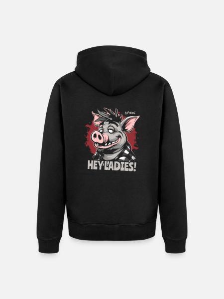 Salut mesdames ! Joli cochon - Veste à capuche bio Premium Unisexe - noir