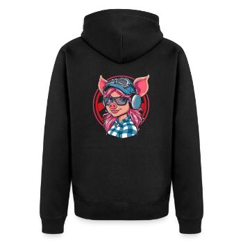 Cute Adorable Anime Pig Girl - Unisex Premium Organic Zip Hoodie - black - Back - Nico (187cm)