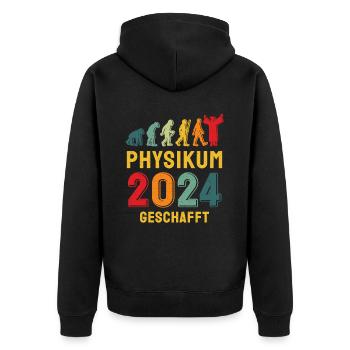Physikum geschafft!!! Medizinstudent Universität - Unisex Premium Bio Zip Hoodie - Schwarz - Hinten - Nico (187cm)