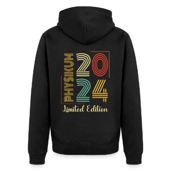 Physikum geschafft!!! Medizinstudent Universität 2 - Unisex Premium Bio Zip Hoodie - Schwarz - Hinten - Nico (187cm)