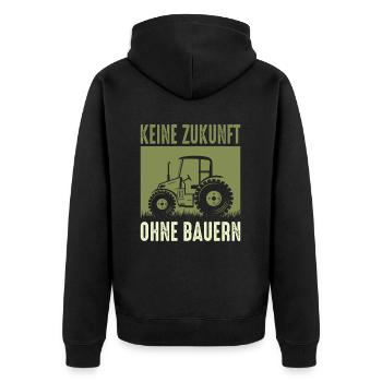 Bauernproteste 2024 Demo Keine Zukunft Ohne Bauern - Unisex Premium Bio Zip Hoodie - Schwarz - Hinten - Nico (187cm)