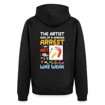 The Artist His Art Was Weak - Unisex Premium Bio Zip Hoodie - Schwarz - Hinten - Nico (187cm)