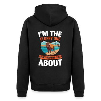 He Has Leather Skin für einen Bison-Fan oder - Unisex Premium Bio Zip Hoodie - Schwarz - Hinten - Nico (187cm)