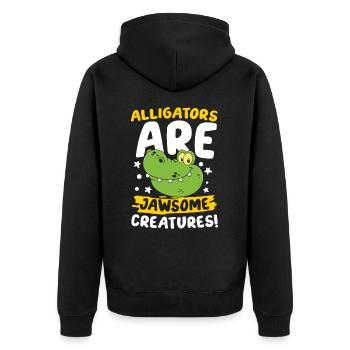 Alligators Are Jawsome Creatures für Krokodil - Unisex Premium Bio Zip Hoodie - Schwarz - Hinten - Nico (187cm)