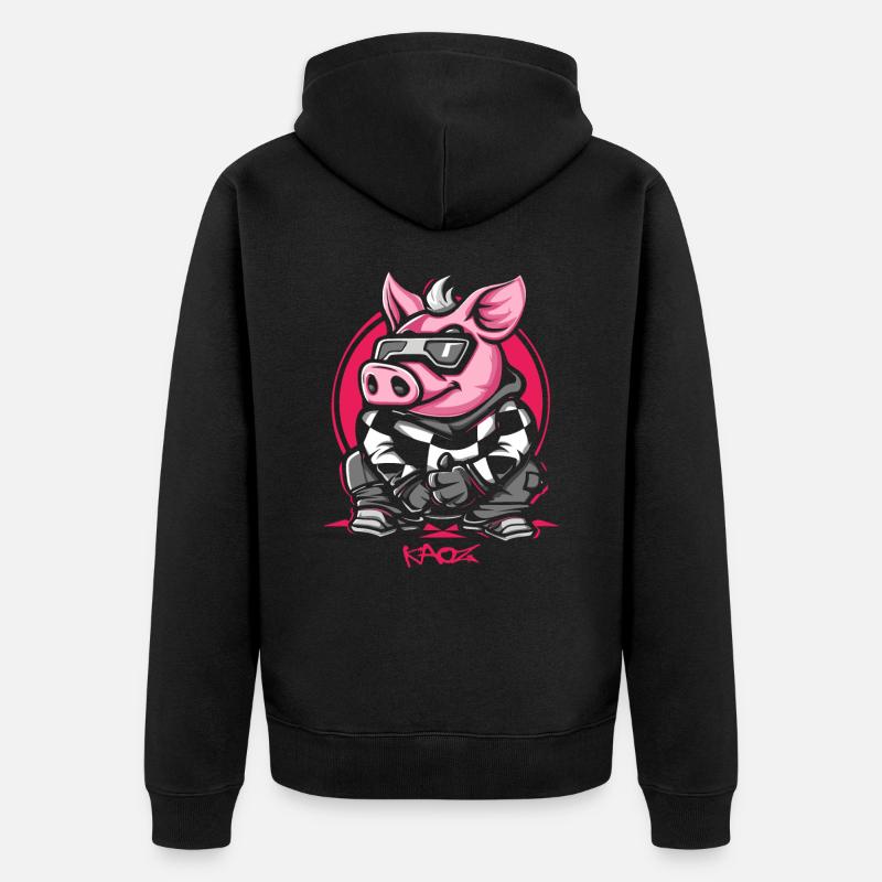 Cool Winter Ski Snowboard Cochon - Veste à capuche bio Premium Unisexe - noir