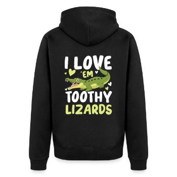 I Love Toothy Lizards Krokodil Alligator für - Unisex Premium Bio Zip Hoodie - Schwarz - Hinten - Nico (187cm)