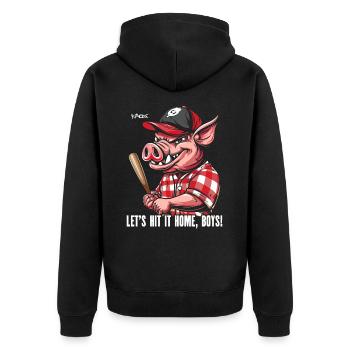 Hit it Home, Homeboys - Baseball Pig - Unisex Premium Organic Zip Hoodie - black - Back - Nico (187cm)