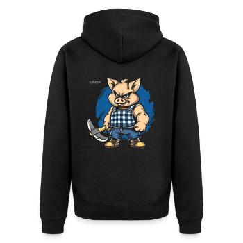 Proud Craftsman: Pride of the Working Class - Unisex Premium Organic Zip Hoodie - black - Back - Nico (187cm)