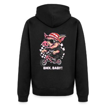 Cyclisme et BMX Rider Pig - Veste à capuche bio Premium Unisexe - noir - Dos - Nico (187cm)