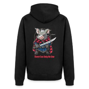Il ne peut y en avoir qu’un seul : Highlands Pig - Veste à capuche bio Premium Unisexe - noir - Dos - Nico (187cm)