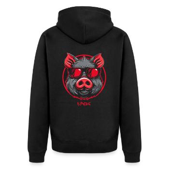 Coole Sau - Unisex Premium Bio Zip Hoodie - Schwarz - Hinten - Nico (187cm)