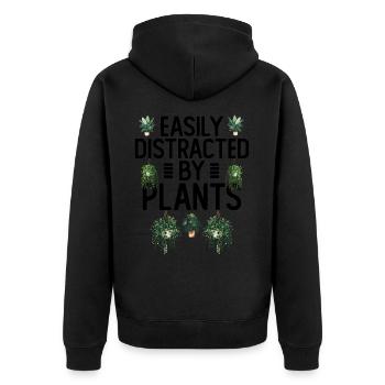 Easily Distracted By Plants Plants Gardener - Unisex Premium Organic Zip Hoodie - black - Back - Nico (187cm)