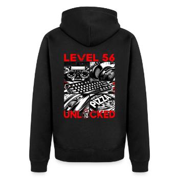 Birthday Level 56 Unlocked Gaming & Gamer - Unisex Premium Organic Zip Hoodie - black - Back - Nico (187cm)