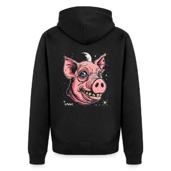 Le bon vieil ami : le cochon de l’espace - Veste à capuche bio Premium Unisexe - noir - Dos - Nico (187cm)