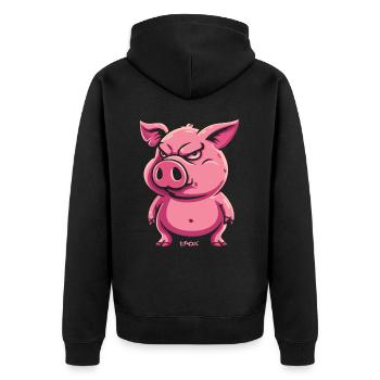 The angry piglet, this sow is a pig - Unisex Premium Organic Zip Hoodie - black - Back - Nico (187cm)