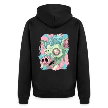 Psychedelisches Säure Schwein - Unisex Premium Bio Zip Hoodie - Schwarz - Hinten - Nico (187cm)