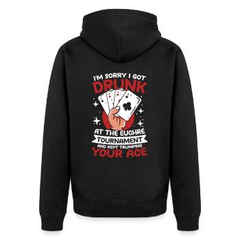 Euchre Tournament And Kept Trumping Your Ace - Unisex Premium Bio Zip Hoodie - Schwarz - Hinten - Nico (187cm)