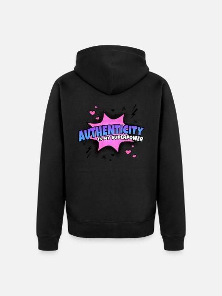 Authenticity is my superpower trait - Unisex Premium Organic Zip Hoodie - black