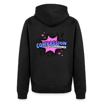 Mitgefühl Ist Meine Superkraft Eigenschaft - Unisex Premium Bio Zip Hoodie - Schwarz - Hinten - Nico (187cm)